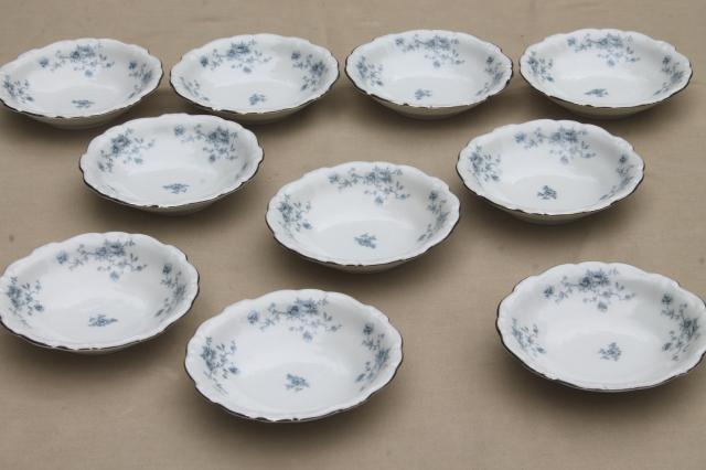 photo of set of 10 Blue Garland china fruit dishes small bowls, vintage Bavaria mark Johann Haviland #1