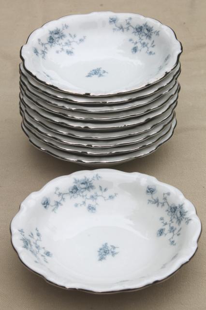 photo of set of 10 Blue Garland china fruit dishes small bowls, vintage Bavaria mark Johann Haviland #2