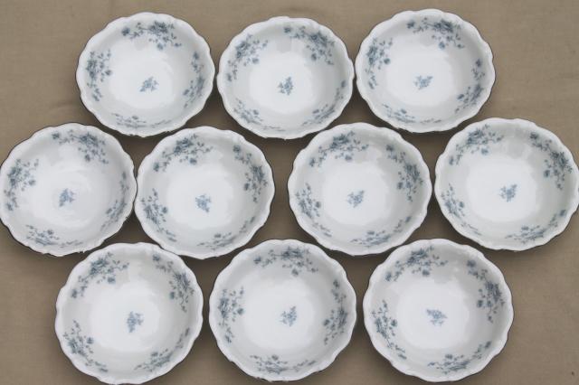 photo of set of 10 Blue Garland china fruit dishes small bowls, vintage Bavaria mark Johann Haviland #3