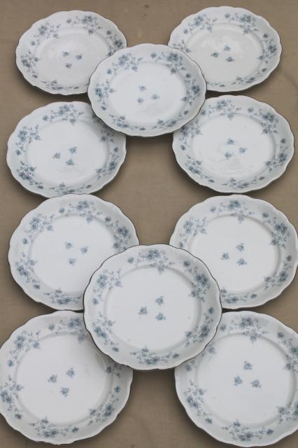 photo of set of 10 Blue Garland china salad plates, vintage Bavaria mark Johann Haviland #1