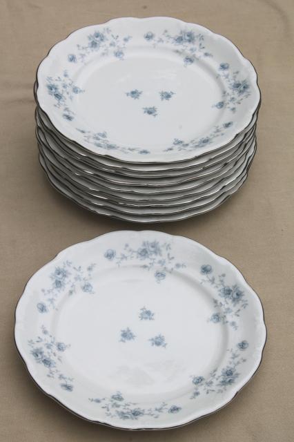 photo of set of 10 Blue Garland china salad plates, vintage Bavaria mark Johann Haviland #5