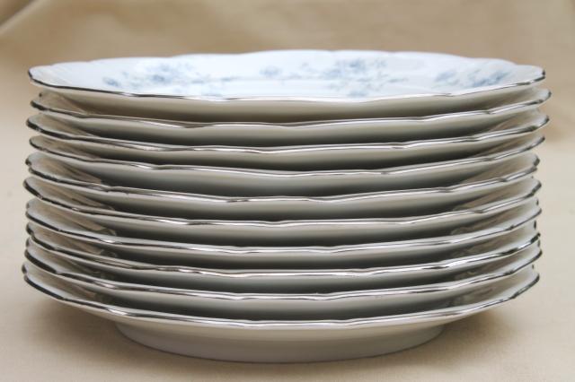 photo of set of 10 Blue Garland china salad plates, vintage Bavaria mark Johann Haviland #6