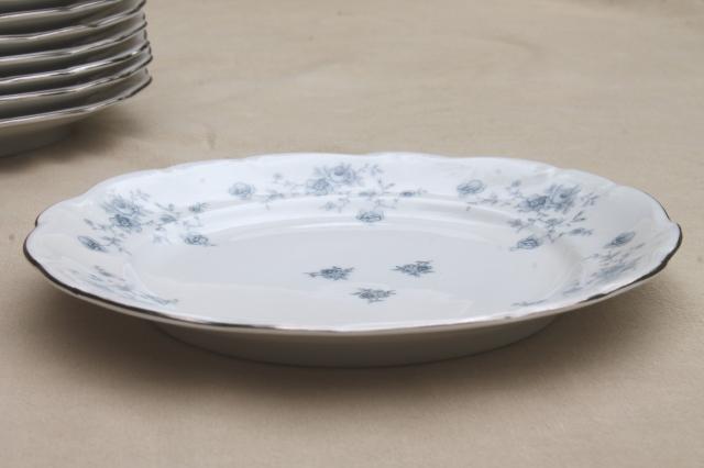 photo of set of 10 Blue Garland china salad plates, vintage Bavaria mark Johann Haviland #7