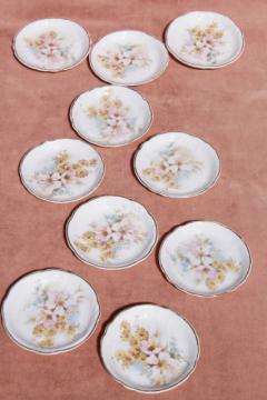 catalog photo of set of 10 antique china butter pat plates, Sevres Rosenthal RC German