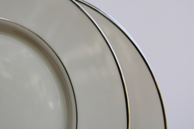 photo of set of 10 dinner plates vintage Japan fine china, Lenox style ivory porcelain w/ platinum silver band #2