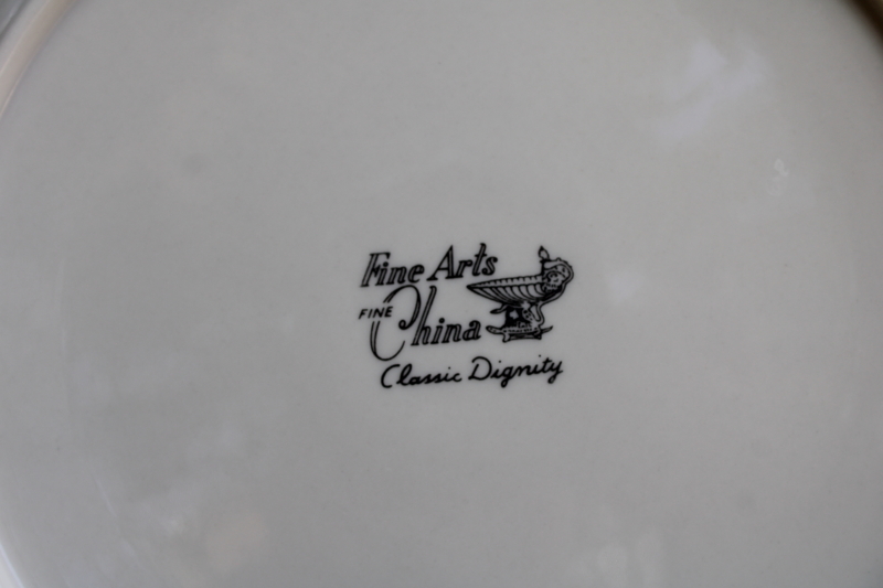 photo of set of 10 dinner plates vintage Japan fine china, Lenox style ivory porcelain w/ platinum silver band #9