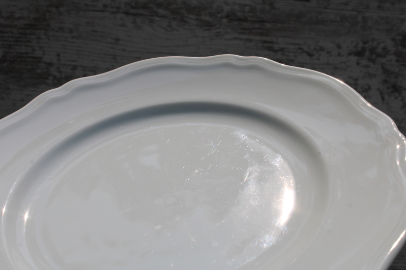 photo of set of 10 vintage all white Williams Sonoma salad plates Baroque pattern, made in Japan  #4
