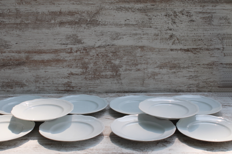 photo of set of 10 vintage all white Williams Sonoma salad plates Baroque pattern, made in Japan  #5