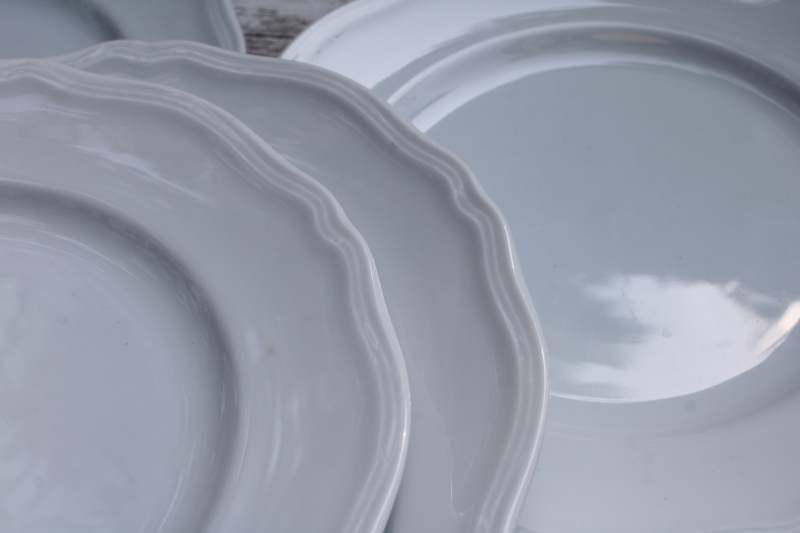 photo of set of 10 vintage all white Williams Sonoma salad plates Baroque pattern, made in Japan  #7