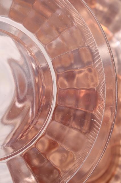 photo of set of 10 vintage rose pink glass salad plates, 1930s 40s depression glass #6