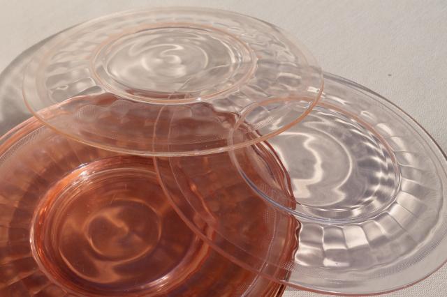 photo of set of 10 vintage rose pink glass salad plates, 1930s 40s depression glass #7