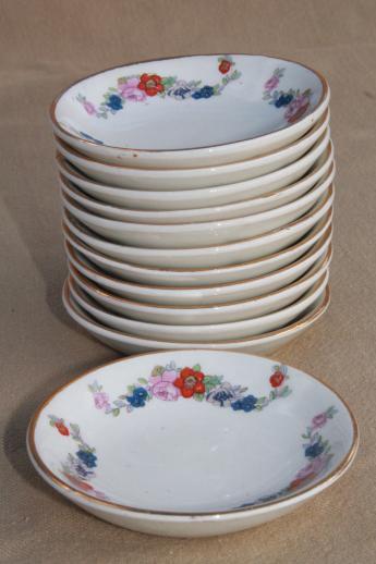 photo of set of 12 English china butter pat plates, early 1900s vintage, Imari red & blue #1