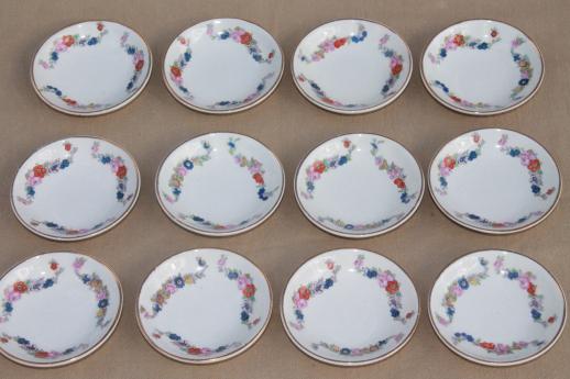 photo of set of 12 English china butter pat plates, early 1900s vintage, Imari red & blue #2