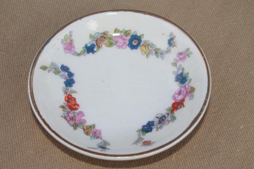 photo of set of 12 English china butter pat plates, early 1900s vintage, Imari red & blue #4