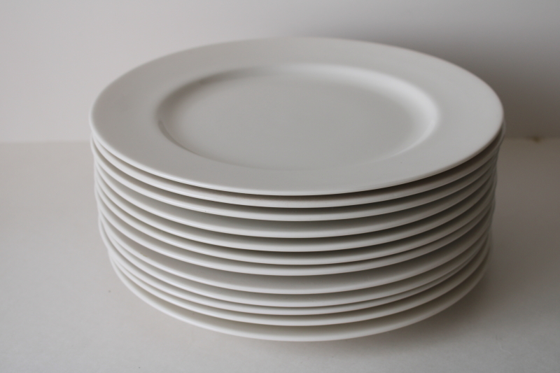 photo of set of 12 Pier 1 New Essentials white china large dinner plates, never used #4