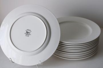 catalog photo of set of 12 Pier 1 New Essentials white china large dinner plates, never used 