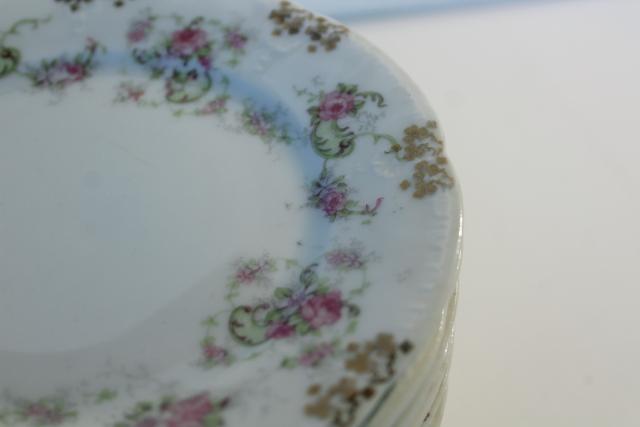 photo of set of 12 antique china dessert plates w/ pink roses floral, Wallender Austria #8