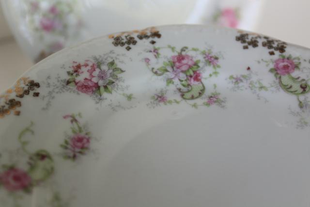 photo of set of 12 antique china dessert plates w/ pink roses floral, Wallender Austria #10