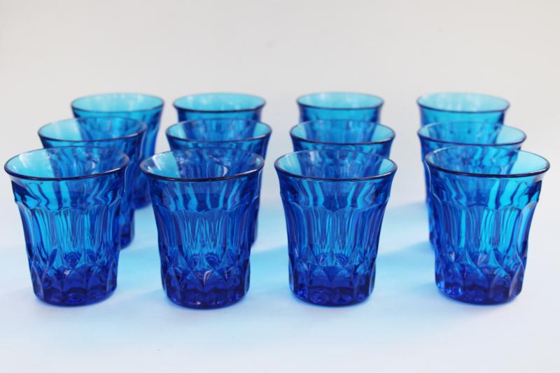 photo of set of 12 aqua blue glass tumblers, juice or bar drinking glasses Noritake Perspective #1