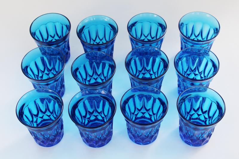 photo of set of 12 aqua blue glass tumblers, juice or bar drinking glasses Noritake Perspective #3
