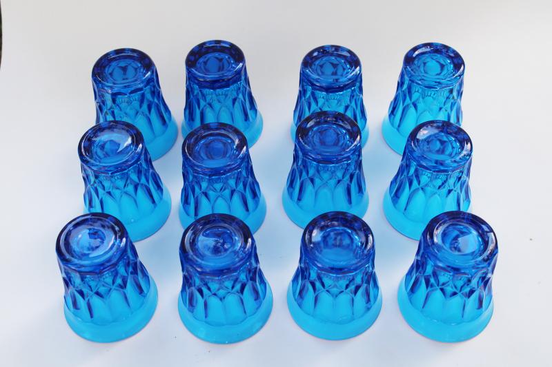 photo of set of 12 aqua blue glass tumblers, juice or bar drinking glasses Noritake Perspective #5