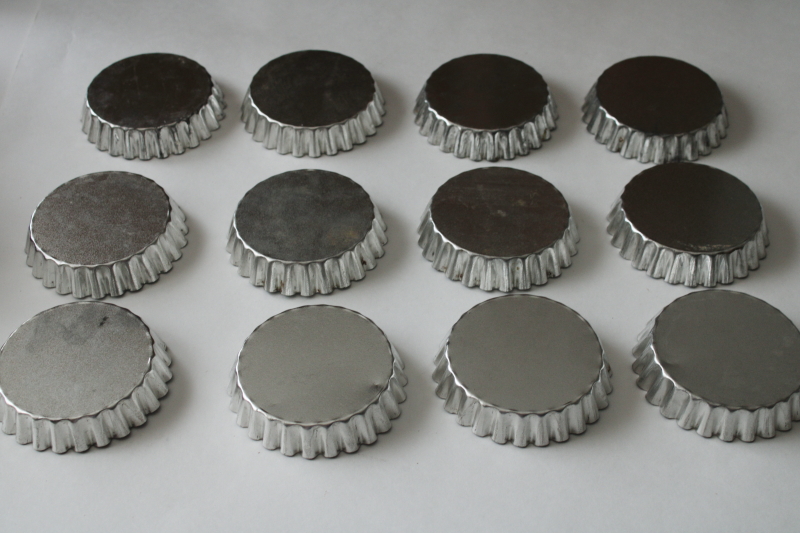 photo of set of 12 fluted tin pastry molds, tiny tartlet quiche or tart baking pans #8