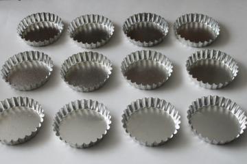 set of 12 fluted tin pastry molds, tiny tartlet quiche or tart baking pans 