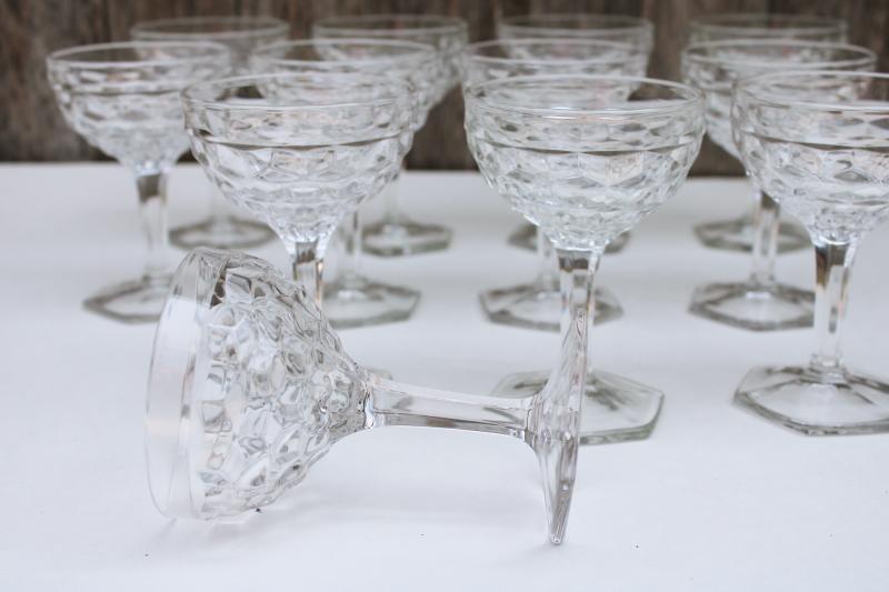 photo of set of 12 vintage Fostoria cube pattern champagnes, coupe shape champagne glasses #2