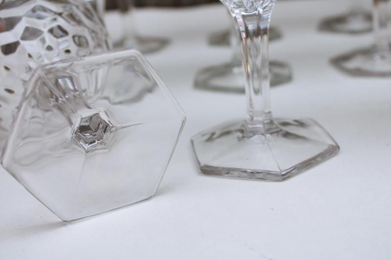 photo of set of 12 vintage Fostoria cube pattern champagnes, coupe shape champagne glasses #3