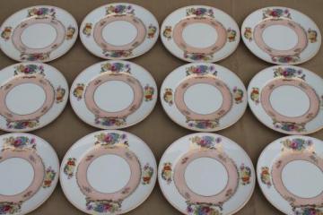 catalog photo of set of 12 vintage flowered china cake plates, Harmony House Grandeur floral