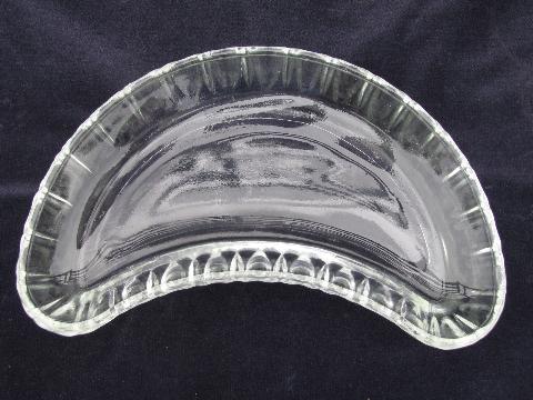 photo of set of 14 crescent shaped glass side plates or salad dishes, large fruit bowls #2