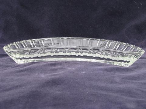 photo of set of 14 crescent shaped glass side plates or salad dishes, large fruit bowls #3