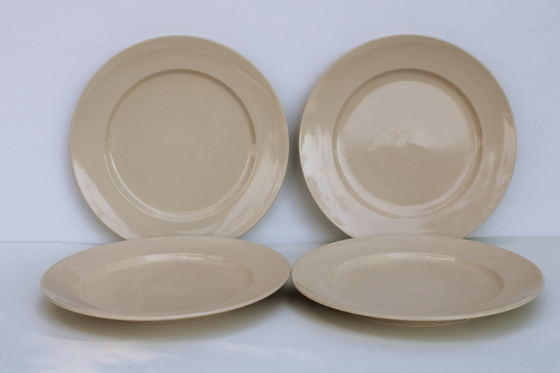 photo of set of 4 Pier 1 Sofia ivory dinner plates, modern neutral buff tan earthenware  #1