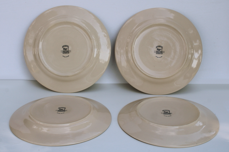 photo of set of 4 Pier 1 Sofia ivory dinner plates, modern neutral buff tan earthenware  #3