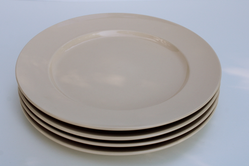 photo of set of 4 Pier 1 Sofia ivory dinner plates, modern neutral buff tan earthenware  #5