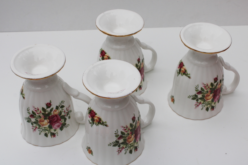 photo of set of 4 Royal Albert Old Country Roses fluted mugs, large cups for coffee or tea #2