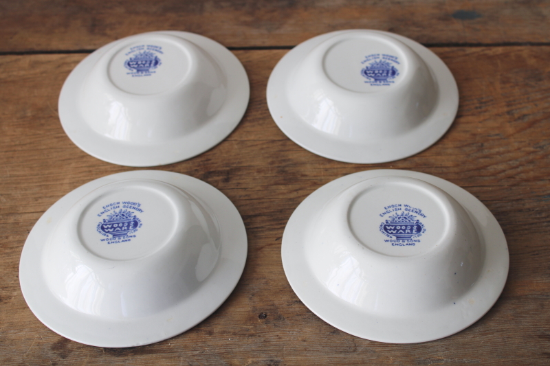 photo of set of 4 blue & white fruit bowls English Scenery transferware print  #5