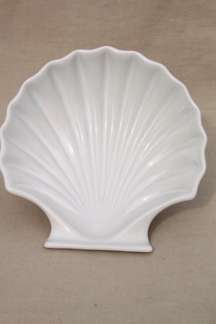 photo of set of 4 seashell scallop shell shaped baking dishes, oven microwave safe ceramic #3
