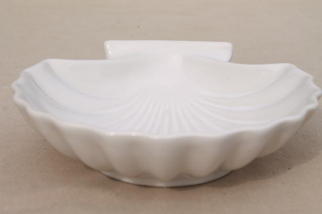 photo of set of 4 seashell scallop shell shaped baking dishes, oven microwave safe ceramic #5