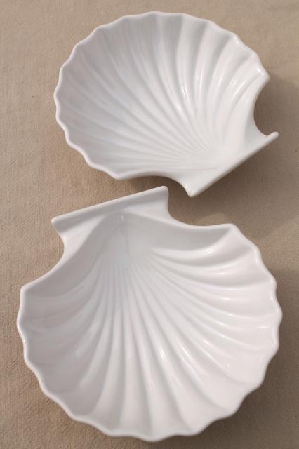 photo of set of 4 seashell scallop shell shaped baking dishes, oven microwave safe ceramic #6