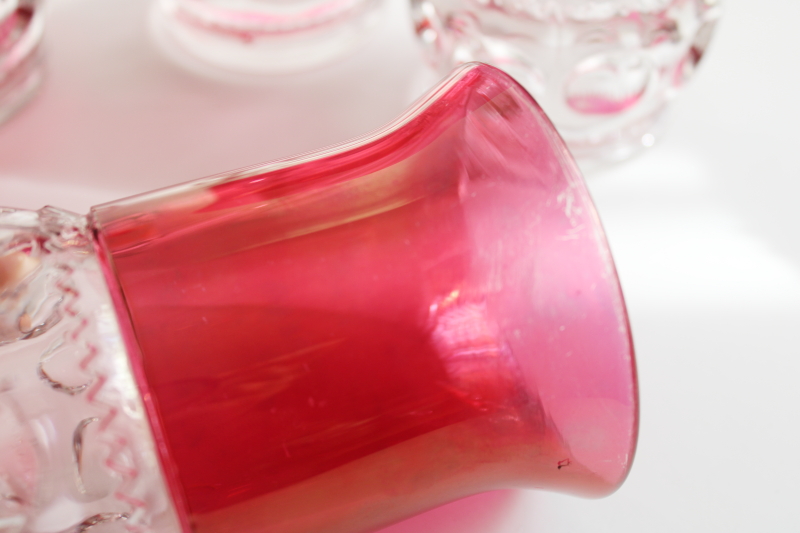 photo of set of 4 tumblers vintage Kings Crown ruby red stain flashed color band  #4