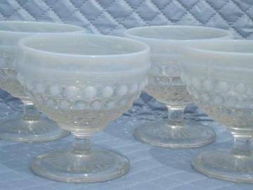 catalog photo of set of 4 vintage moonstone opalescent hobnail glass sherbet dishes