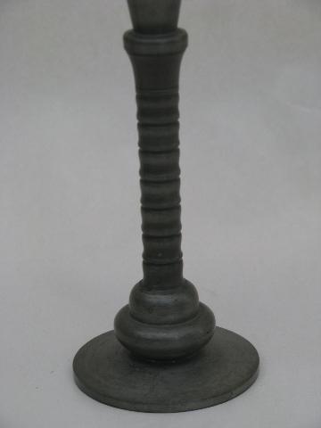 photo of set of 4 vintage pewter wine goblets, tall thin gothic renaissance style shape #3