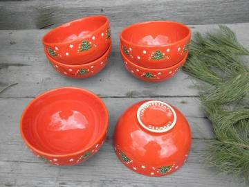 catalog photo of set of 6 Christmas Tree soup or oatmeal bowls, Waechtersbach pottery