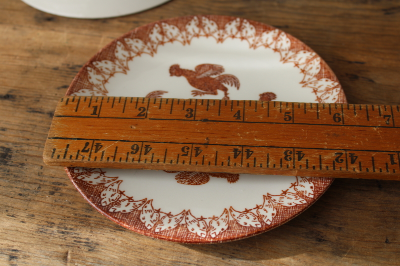 photo of set of 6 ceramic plates brown chickens & sunflower print, vintage Knowles china Hen Party  #7