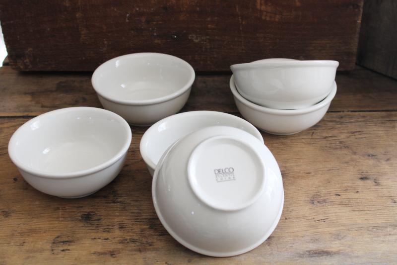 photo of set of 6 modern white ironstone cereal bowls, restaurant china classic diner style #1