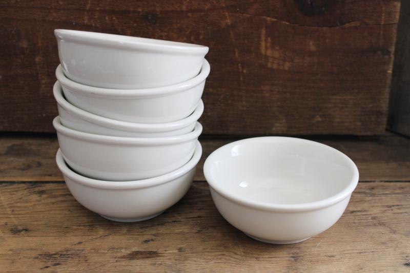 photo of set of 6 modern white ironstone cereal bowls, restaurant china classic diner style #4