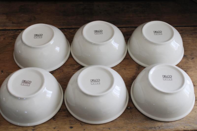 photo of set of 6 modern white ironstone cereal bowls, restaurant china classic diner style #5