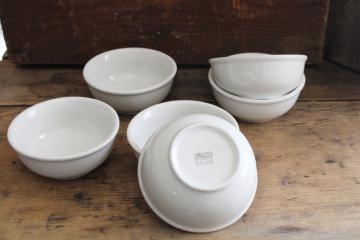 catalog photo of set of 6 modern white ironstone cereal bowls, restaurant china classic diner style