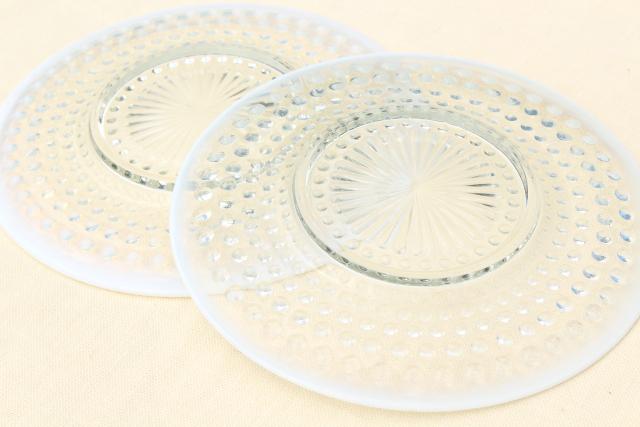 photo of set of 6 moonstone opalescent glass salad / dessert plates, vintage Anchor Hocking #8